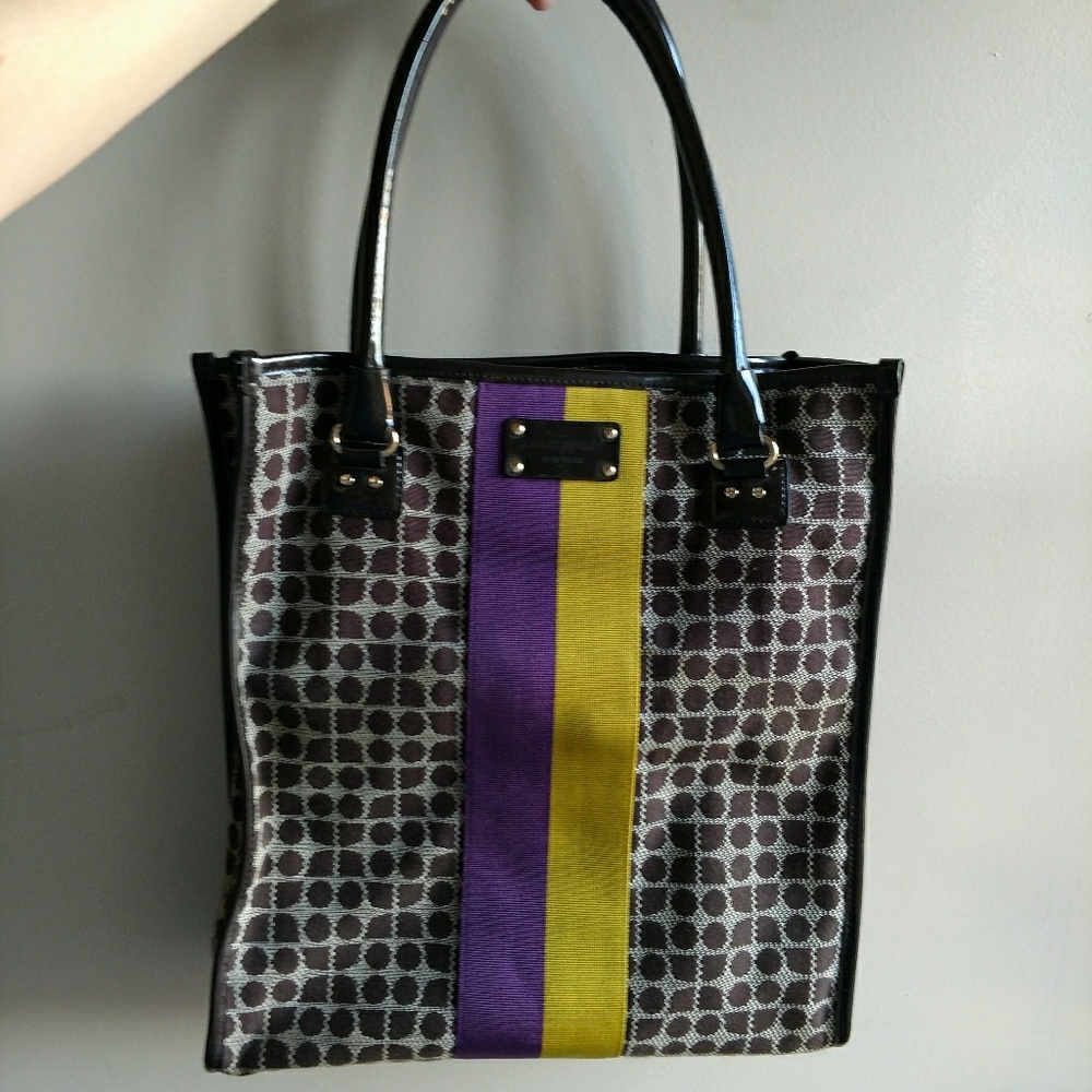 Kate Spade Logo Tote - Brown Yellow Purple
